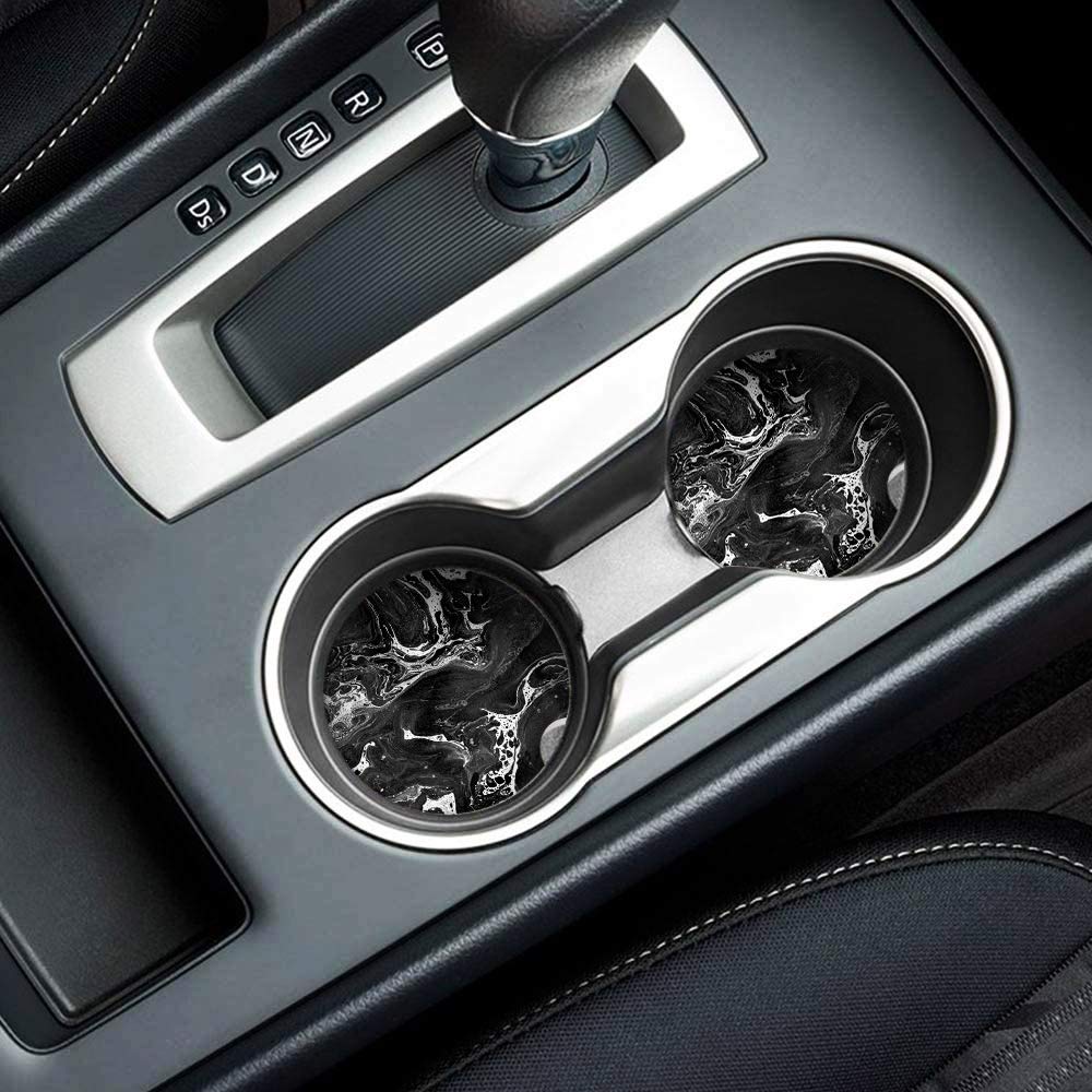 Britimes Absorbent Car Coasters 2 Pack For Cup Holders, 2.56'' Ceramic Stone & Non-Scratch Cork Base Drink Coasters Cupholder Bl